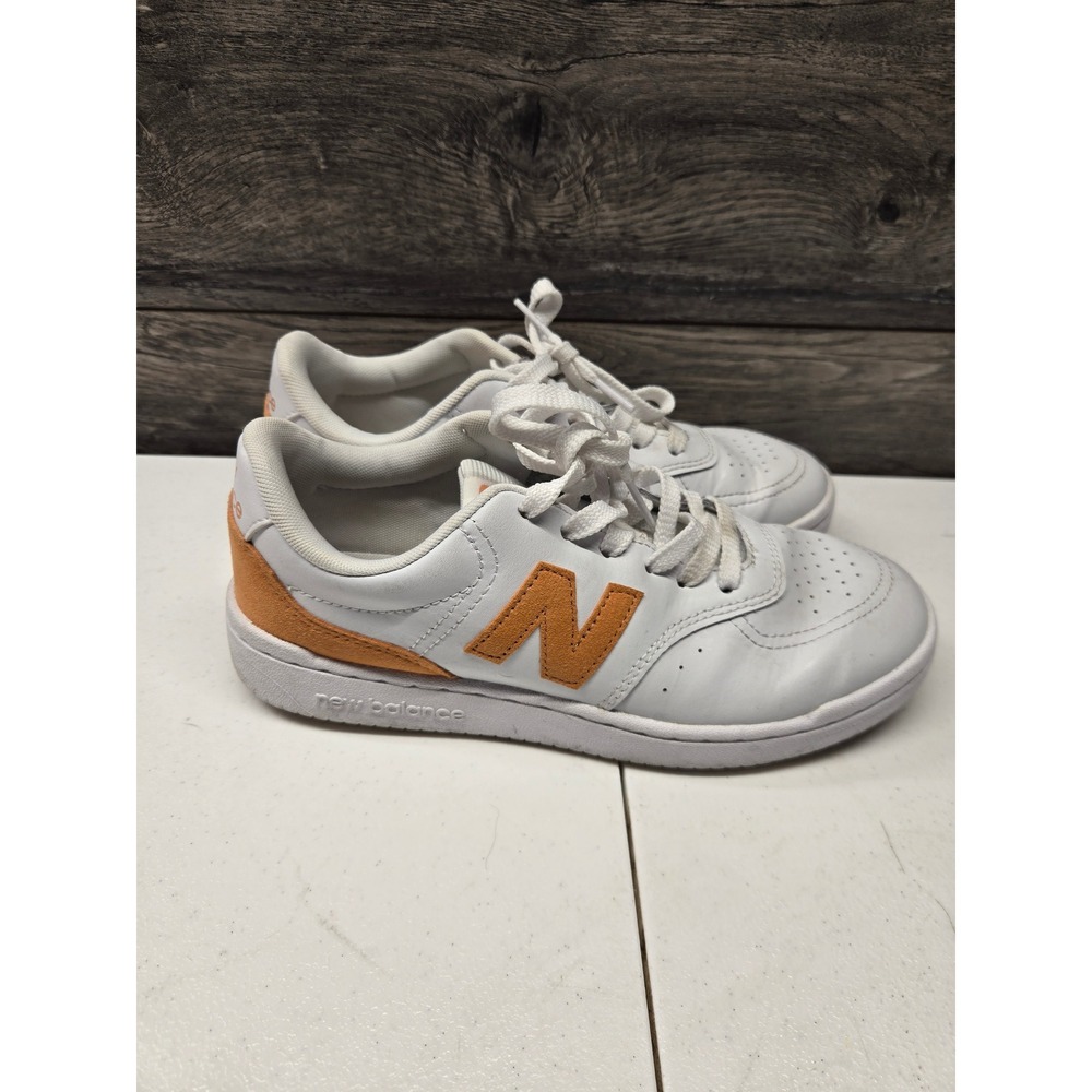 New Balance 80 White Orange Leather Court Sneakers BBW80ADW Womens 7.5‎